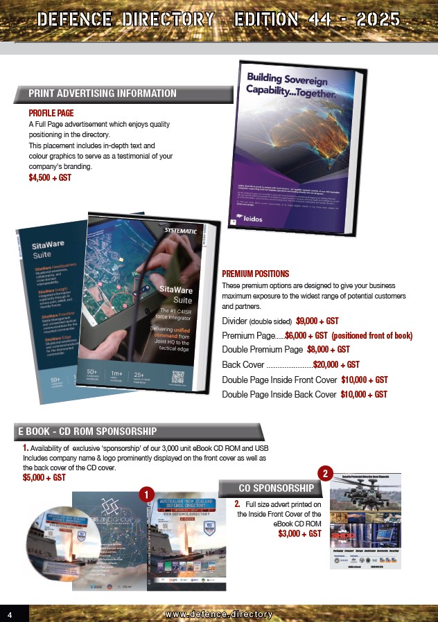 Australian & New Zealand Defence Directory Media Kit Page 4