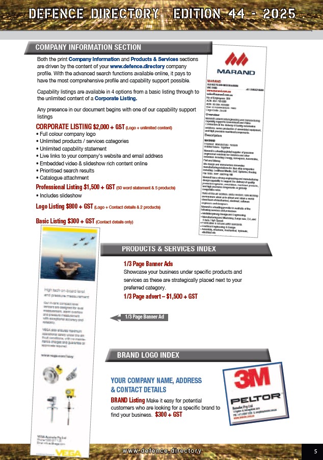 Australian & New Zealand Defence Directory Media Kit Page 5