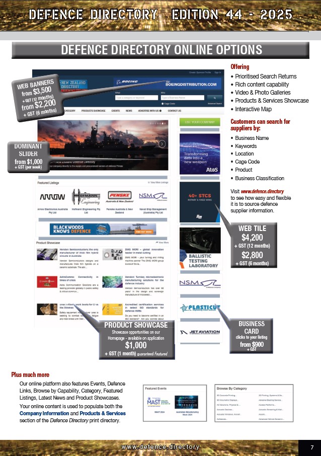 Australian & New Zealand Defence Directory Media Kit Page 7